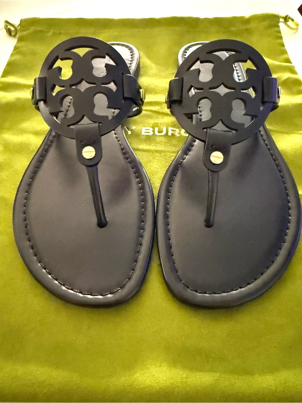Brand New in Box! Tory Burch Miller Leather Black Sandal-Size 10